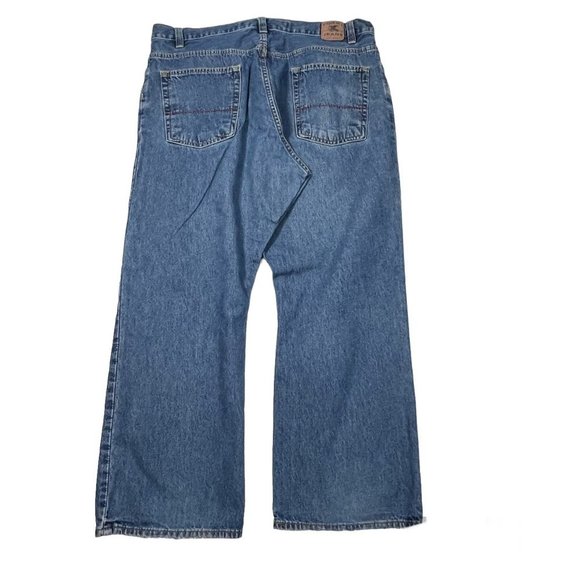 Tommy Jeans 40 x 30 Medium Wash Boot Cut Denim Distressed Hilfiger Straight Leg - Picture 4 of 14